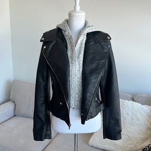 BNCI faux leather jacket with removable hoodie